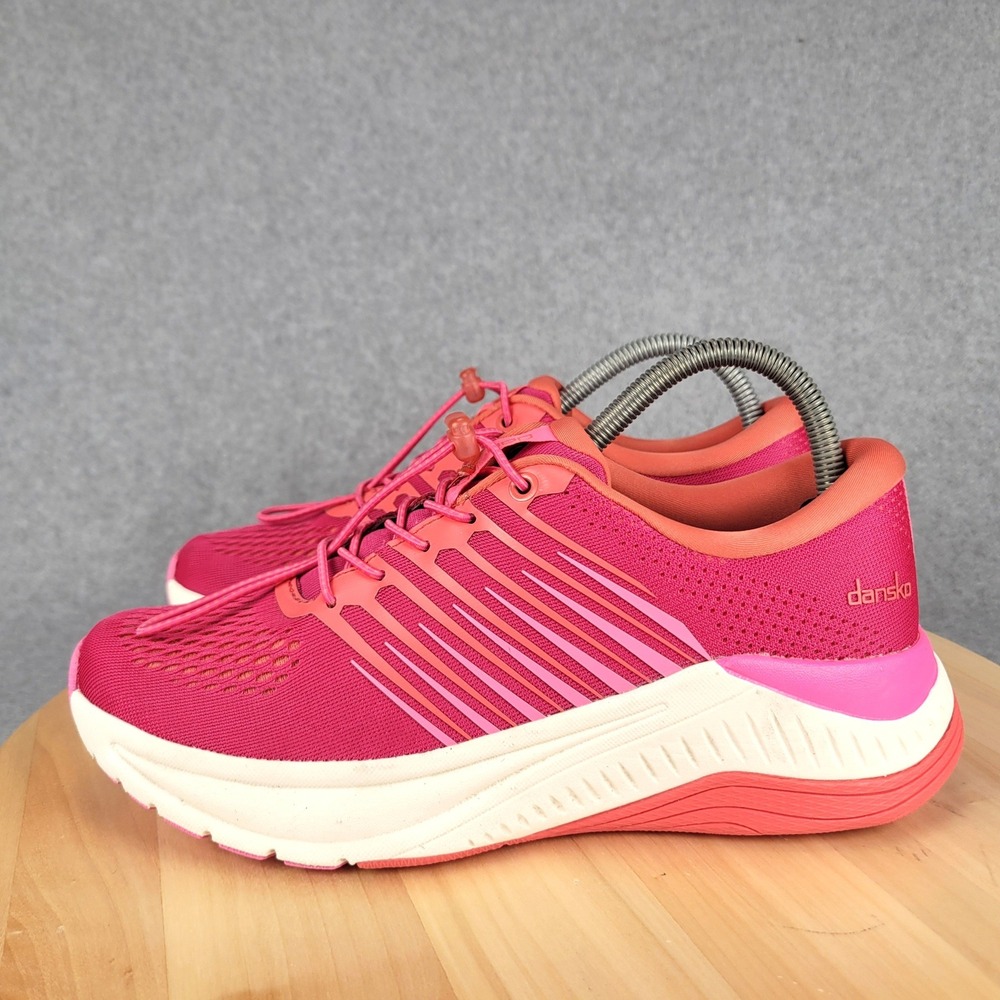 Dansko Penni Walking Shoes Women 38 Pink Mesh Bungee Toggle Sneakers
